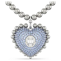 Idyllia pendant, Crystal pearls, Heart, Blue, Rhodium plated by SWAROVSKI