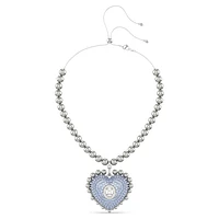 Idyllia pendant, Crystal pearls, Heart, Blue, Rhodium plated by SWAROVSKI