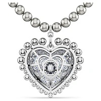 Idyllia pendant, Crystal pearls, Heart, Blue, Rhodium plated by SWAROVSKI