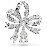 Hyperbola brooch, Bow, White, Rhodium plated by SWAROVSKI