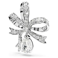 Hyperbola brooch, Bow, White, Rhodium plated by SWAROVSKI