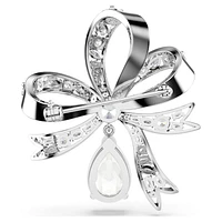 Hyperbola brooch, Bow, White, Rhodium plated by SWAROVSKI