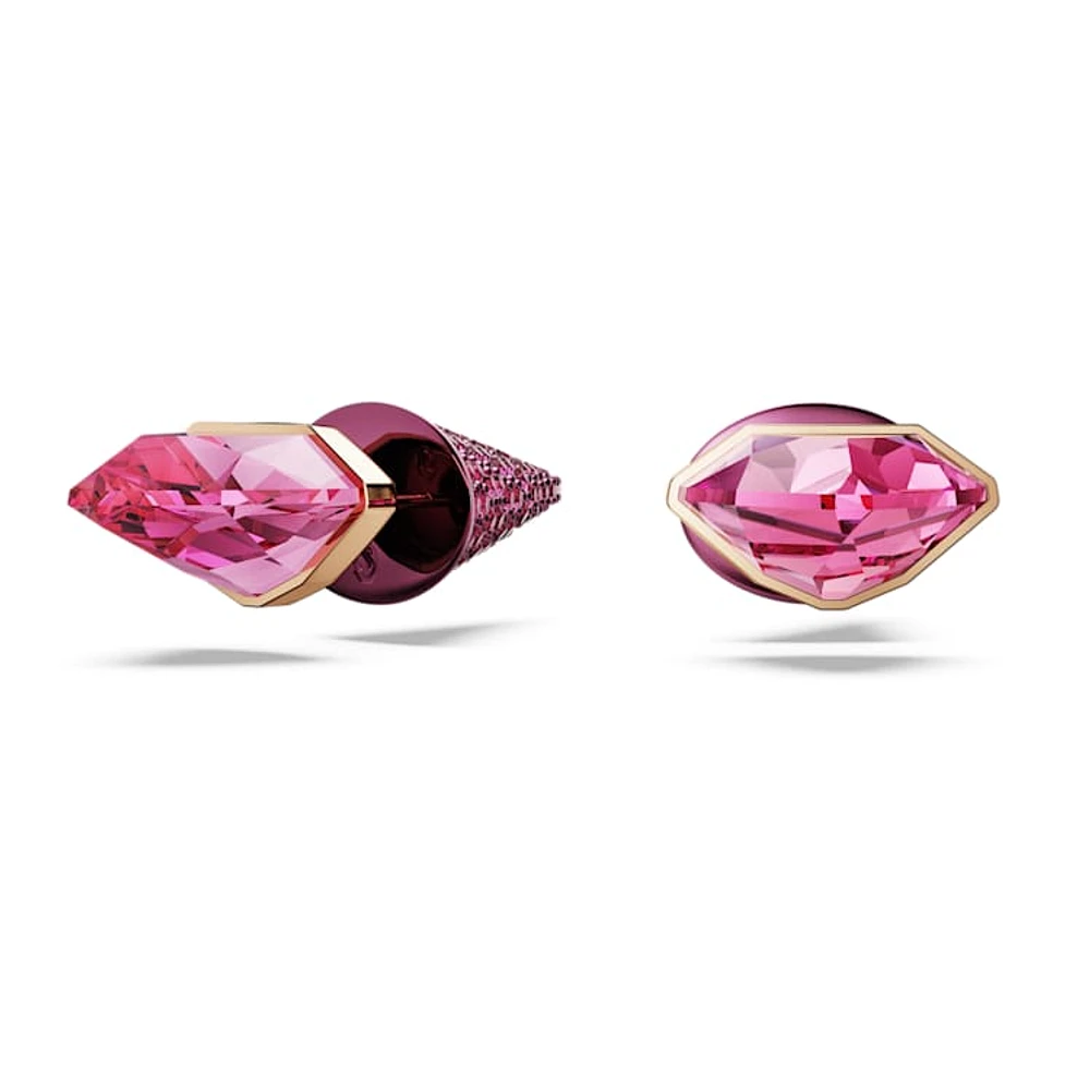 Lucent stud earrings, Pavé, Spike, Pink, Mixed metal finish by SWAROVSKI