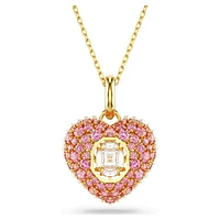 Idyllia pendant, Octagon cut, Crystal pearls, Heart, Pink, Gold-tone plated by SWAROVSKI