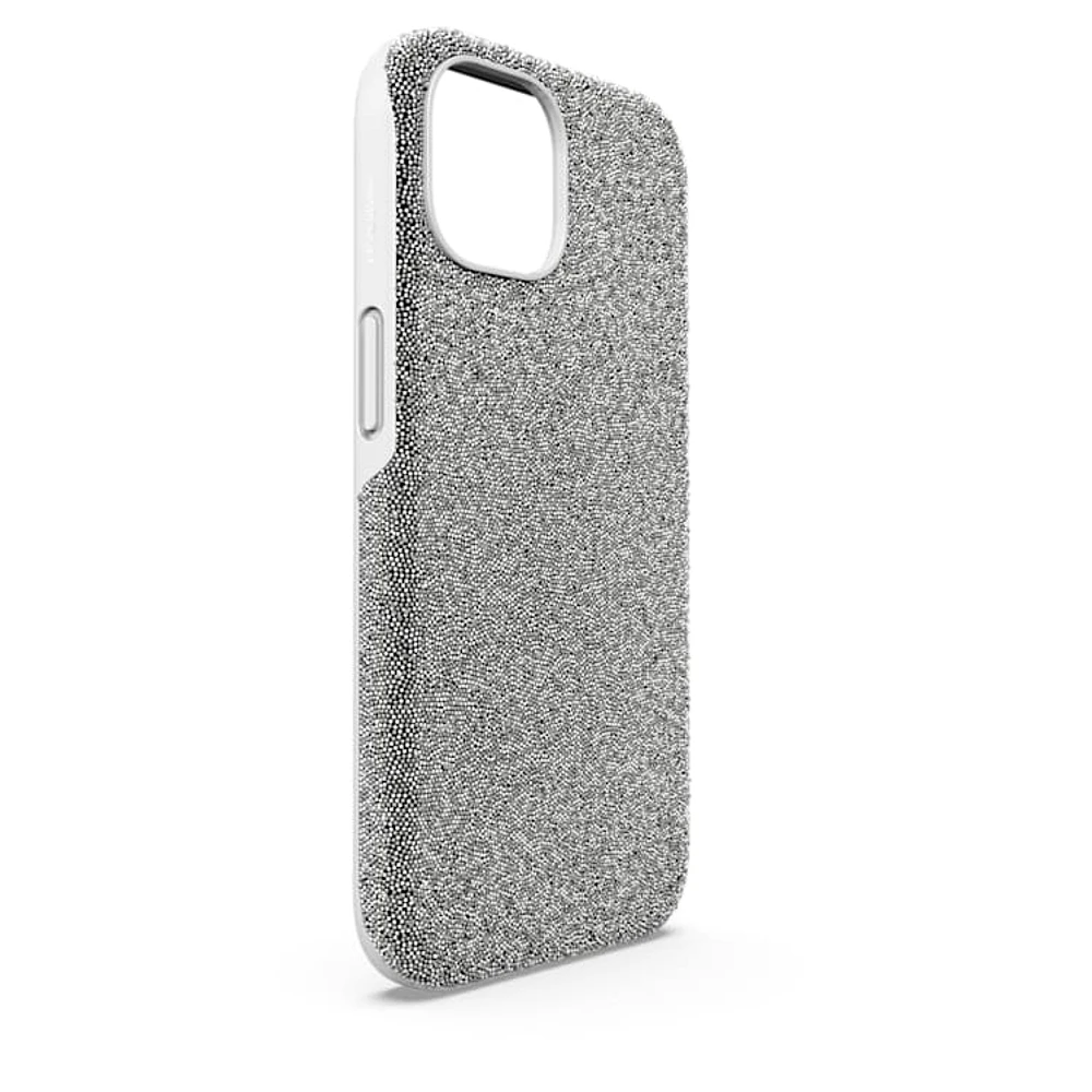 High smartphone case, iPhone® 15, Silver Tone by SWAROVSKI