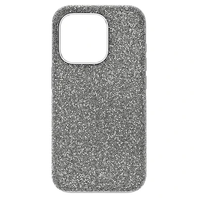 High smartphone case, iPhone® 15 Pro, Silver Tone by SWAROVSKI