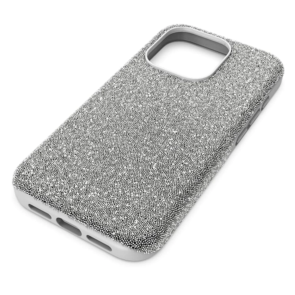 High smartphone case, iPhone® 15 Pro, Silver Tone by SWAROVSKI