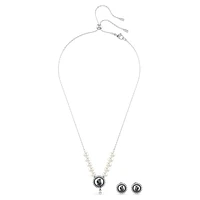 Swan set, Crystal pearl, Swan, Grey, Rhodium plated by SWAROVSKI