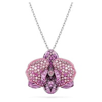 Idyllia pendant, Flower, Pink, Rhodium plated by SWAROVSKI