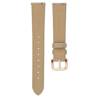 Watch strap, 16 mm (0.63") width, Leather with stitching, Beige, Rose gold-tone finish by SWAROVSKI