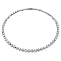 Una Angelic Tennis necklace, Round cut, Long, White, Ruthenium plated by SWAROVSKI