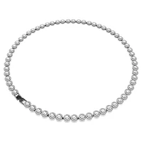 Una Angelic Tennis necklace, Round cut, Long, White, Ruthenium plated by SWAROVSKI