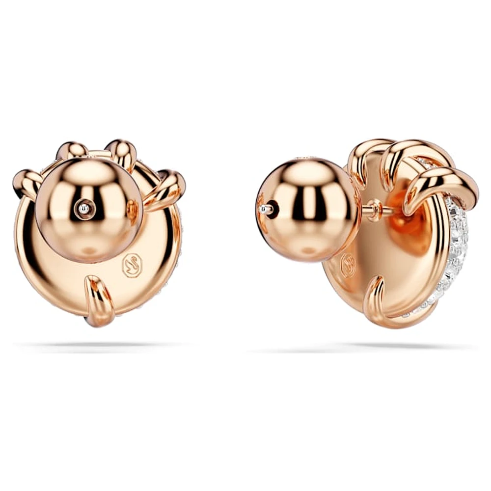 Dragon & Phoenix stud earrings, Dragon’s claw, White, Rose gold-tone plated by SWAROVSKI