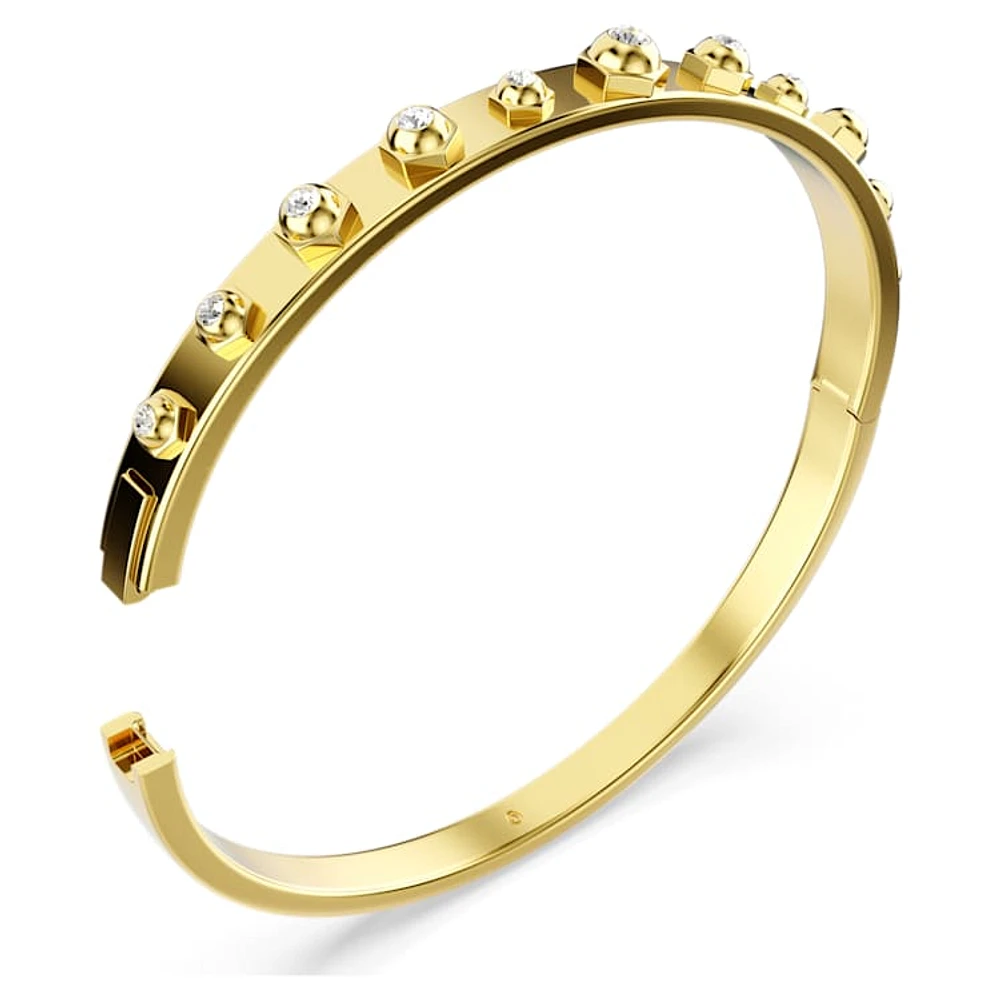 Numina bangle, Mixed round cuts, White, Gold-tone plated by SWAROVSKI