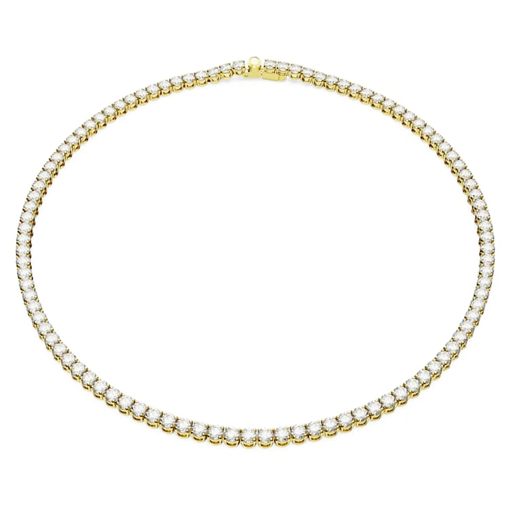 Matrix Tennis necklace, Round cut, White, Gold-tone plated by SWAROVSKI