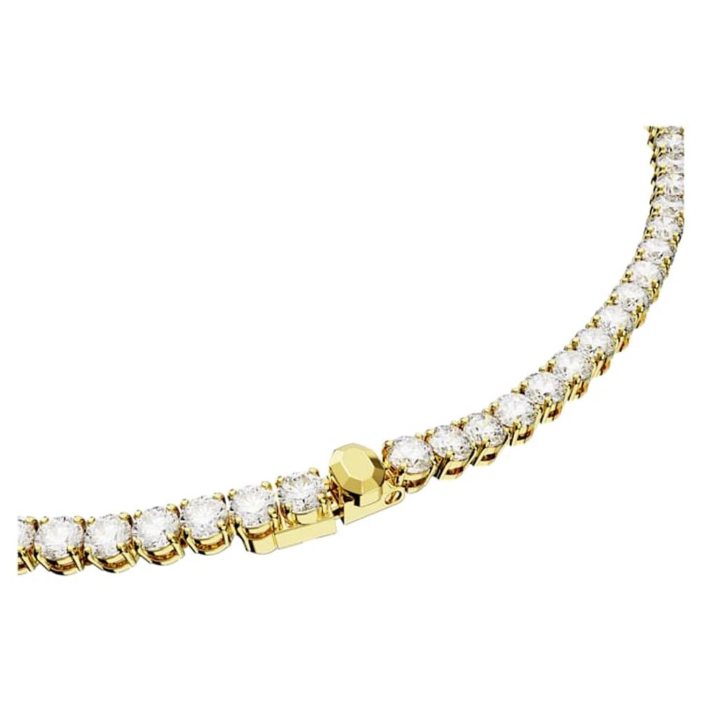 Matrix Tennis necklace, Round cut, White, Gold-tone plated by SWAROVSKI