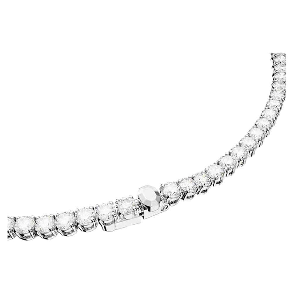 Matrix Tennis necklace, Round cut, White, Rhodium plated by SWAROVSKI