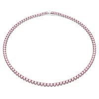 Matrix Tennis necklace, Round cut, Pink, Rhodium plated by SWAROVSKI