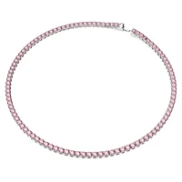 Matrix Tennis necklace, Round cut, Pink, Rhodium plated by SWAROVSKI