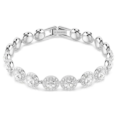 Una Angelic Tennis bracelet, Round cut, White, Rhodium plated by SWAROVSKI