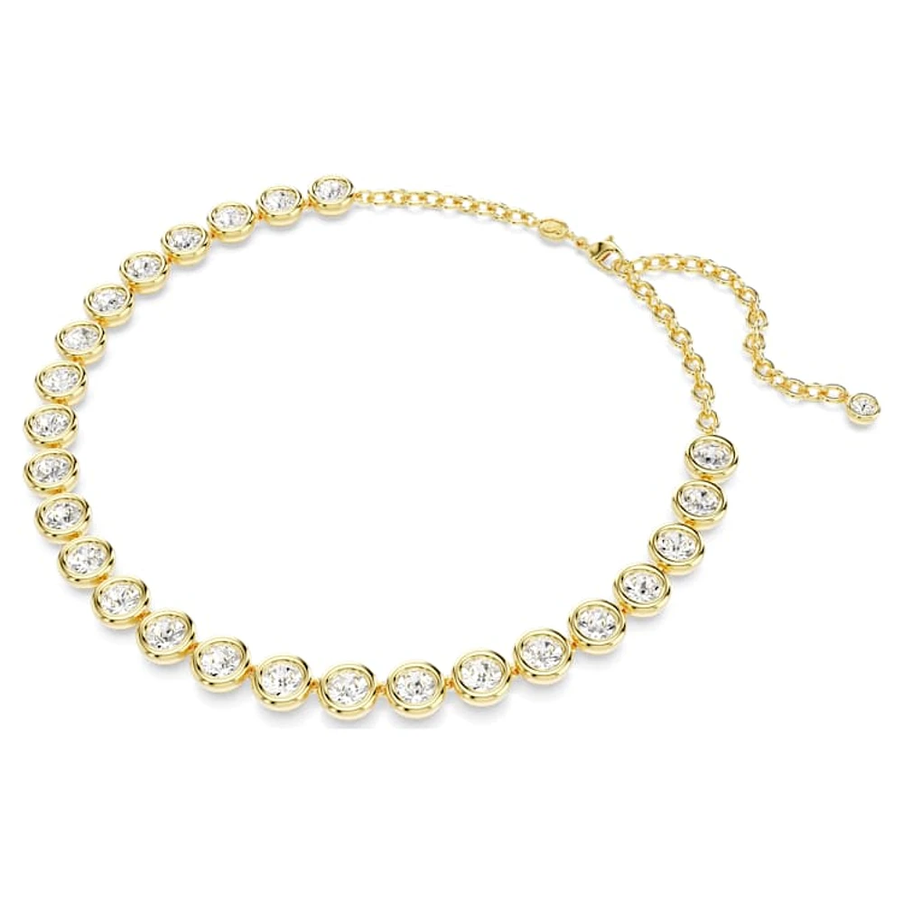 Imber Tennis necklace, Round cut, White, Gold-tone plated by SWAROVSKI