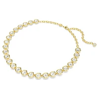 Imber Tennis necklace, Round cut, White, Gold-tone plated by SWAROVSKI