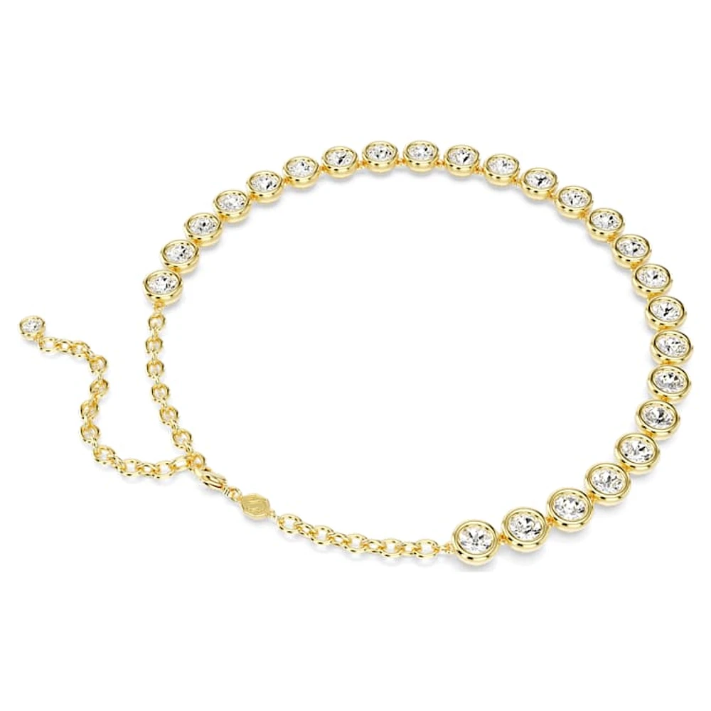 Imber Tennis necklace, Round cut, White, Gold-tone plated by SWAROVSKI