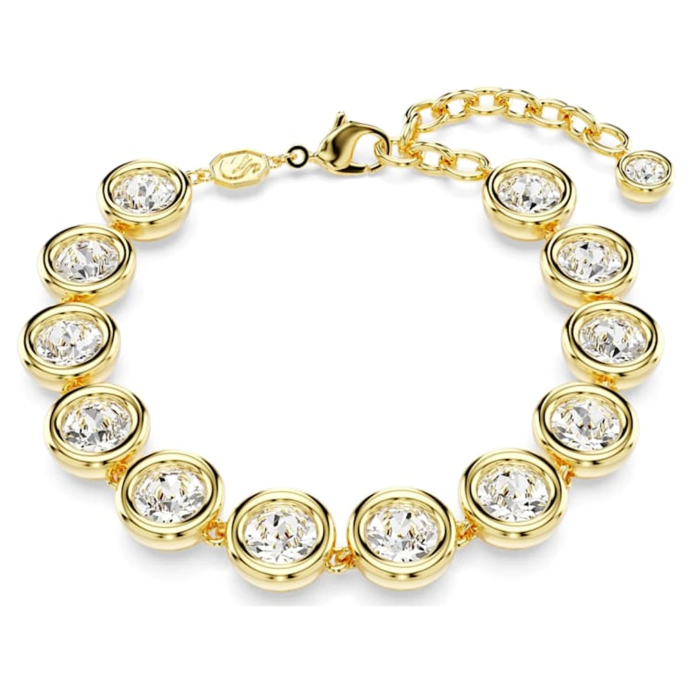 Imber Tennis bracelet, Round cut, White, Gold-tone plated by SWAROVSKI