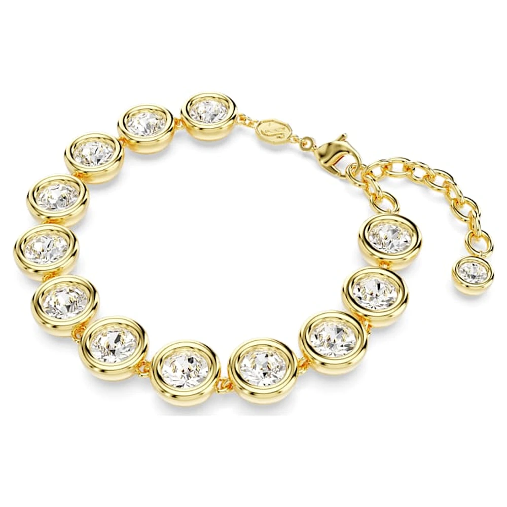 Imber Tennis bracelet, Round cut, White, Gold-tone plated by SWAROVSKI