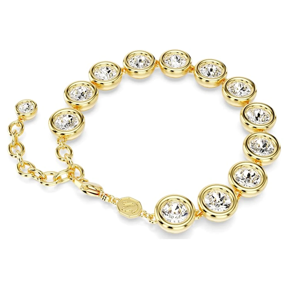 Imber Tennis bracelet, Round cut, White, Gold-tone plated by SWAROVSKI