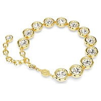 Imber Tennis bracelet, Round cut, White, Gold-tone plated by SWAROVSKI