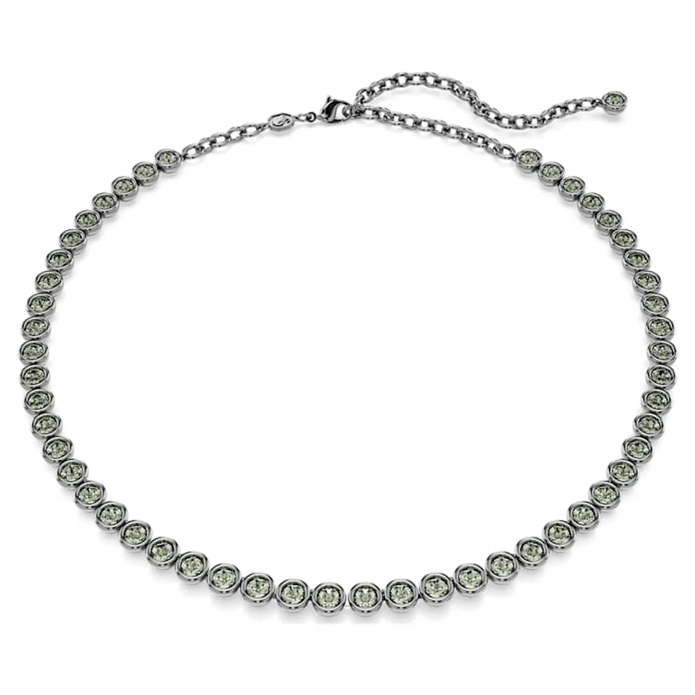 Imber Tennis necklace, Round cut, Grey, Ruthenium plated by SWAROVSKI