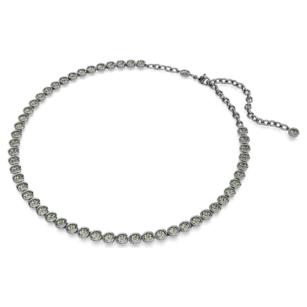 Imber Tennis necklace, Round cut, Grey, Ruthenium plated by SWAROVSKI