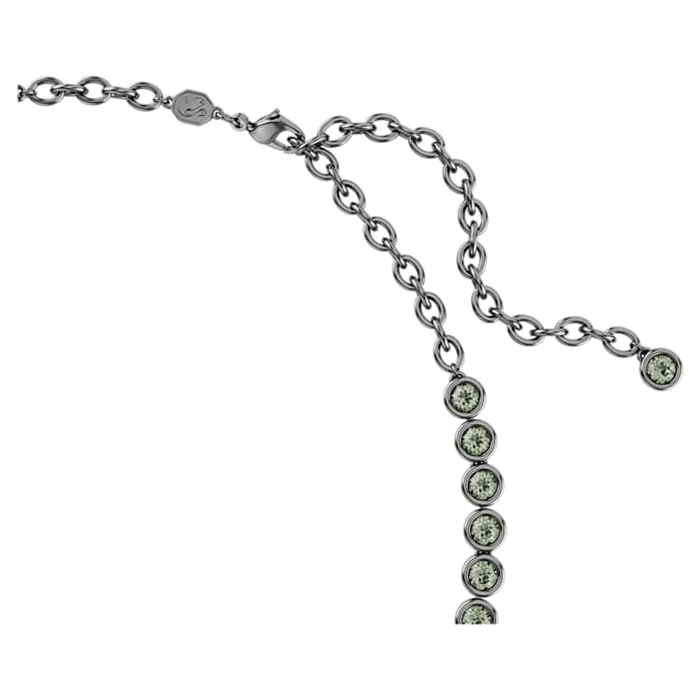 Imber Tennis necklace, Round cut, Grey, Ruthenium plated by SWAROVSKI