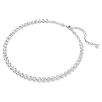 Imber Tennis necklace, Round cut, White, Rhodium plated by SWAROVSKI