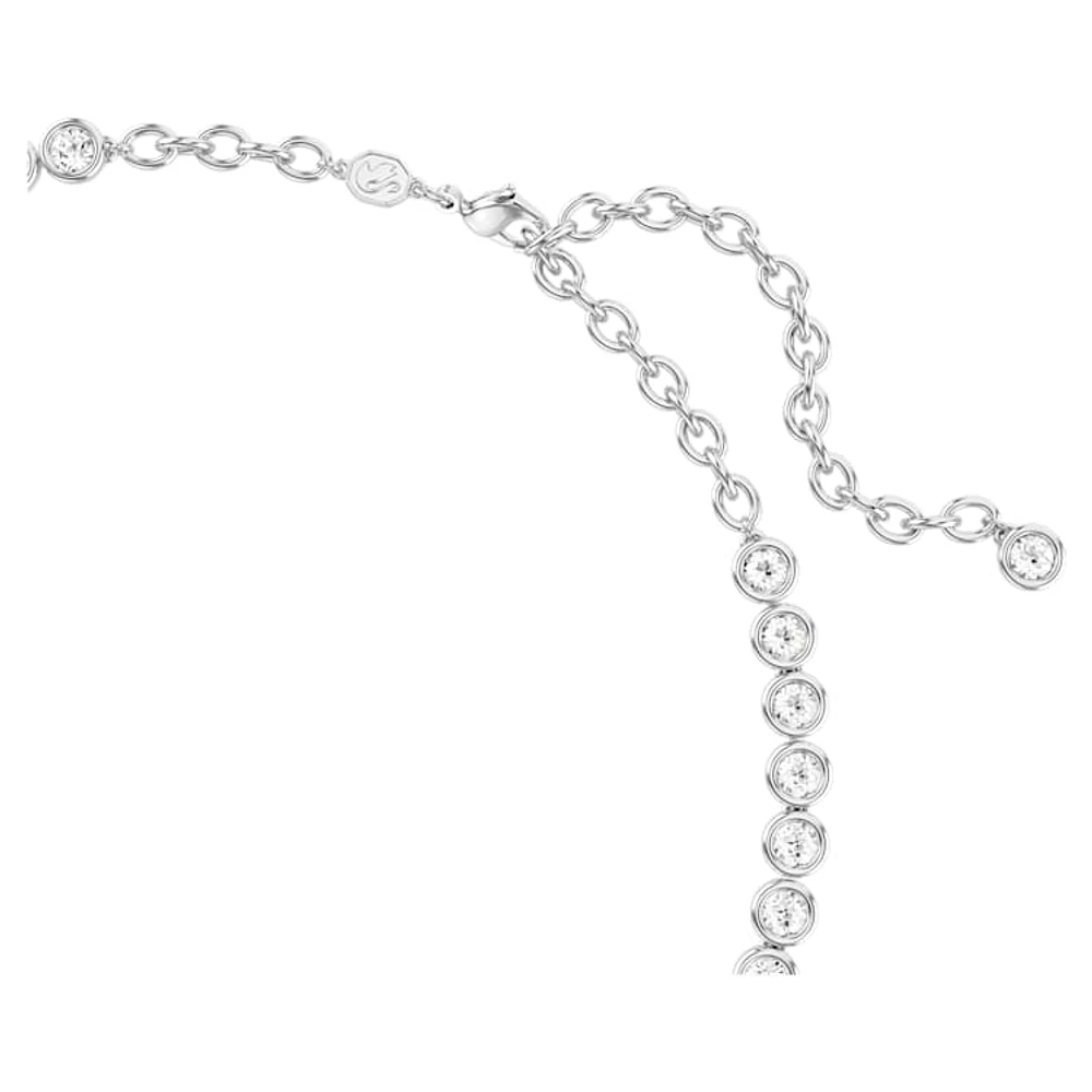 Imber Tennis necklace, Round cut, White, Rhodium plated by SWAROVSKI