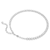 Imber Tennis necklace, Round cut, White, Rhodium plated by SWAROVSKI