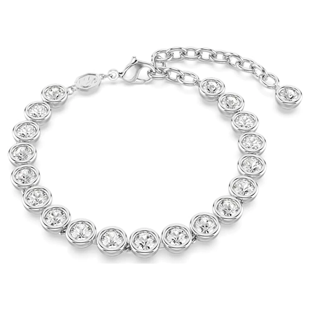 Imber Tennis bracelet, Round cut, White, Rhodium plated by SWAROVSKI