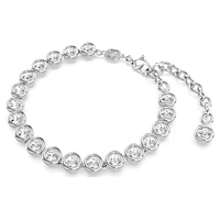 Imber Tennis bracelet, Round cut, White, Rhodium plated by SWAROVSKI