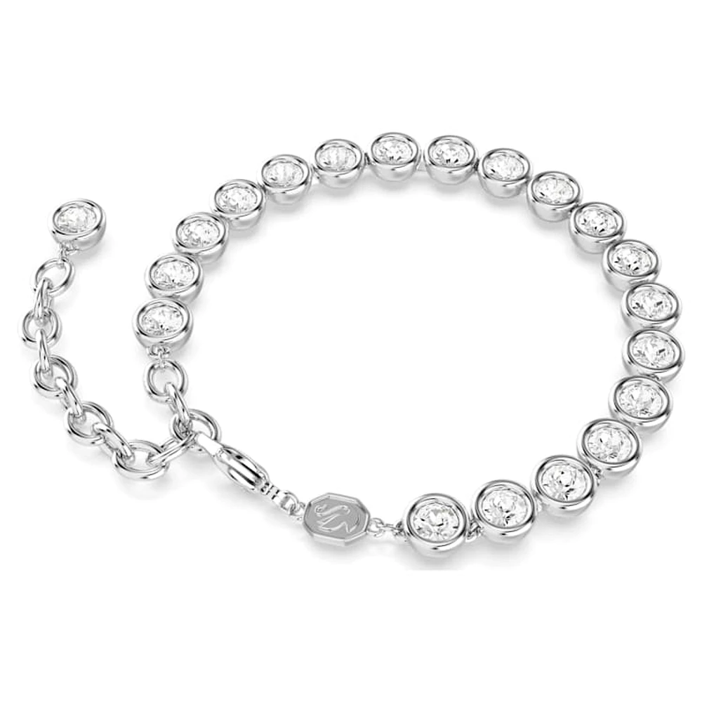 Imber Tennis bracelet, Round cut, White, Rhodium plated by SWAROVSKI