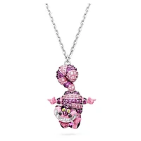 Alice in Wonderland pendant, Cat, Pink, Rhodium plated by SWAROVSKI