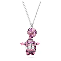 Alice in Wonderland pendant, Cat, Pink, Rhodium plated by SWAROVSKI