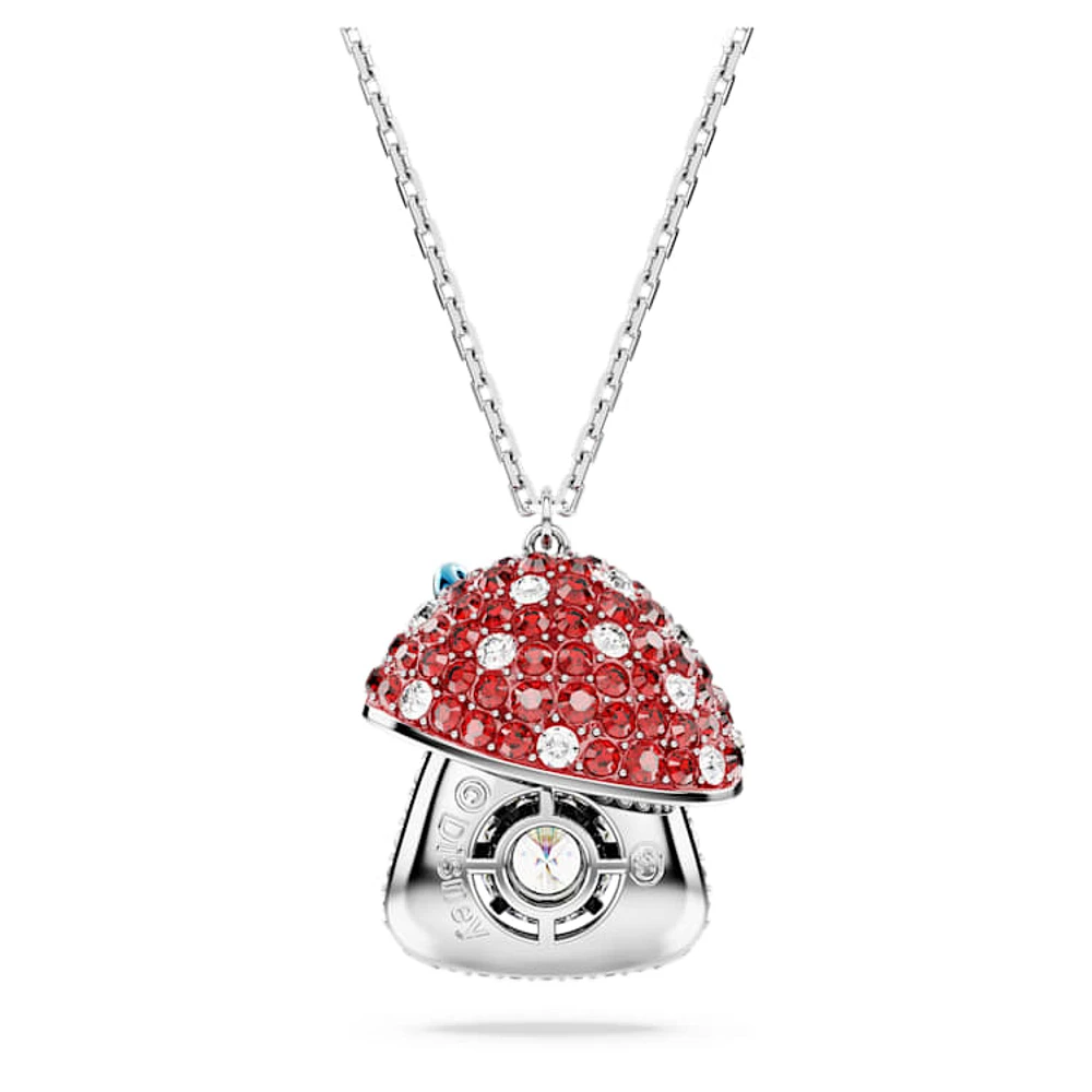 Alice in Wonderland pendant, Mushroom, Red, Rhodium plated by SWAROVSKI