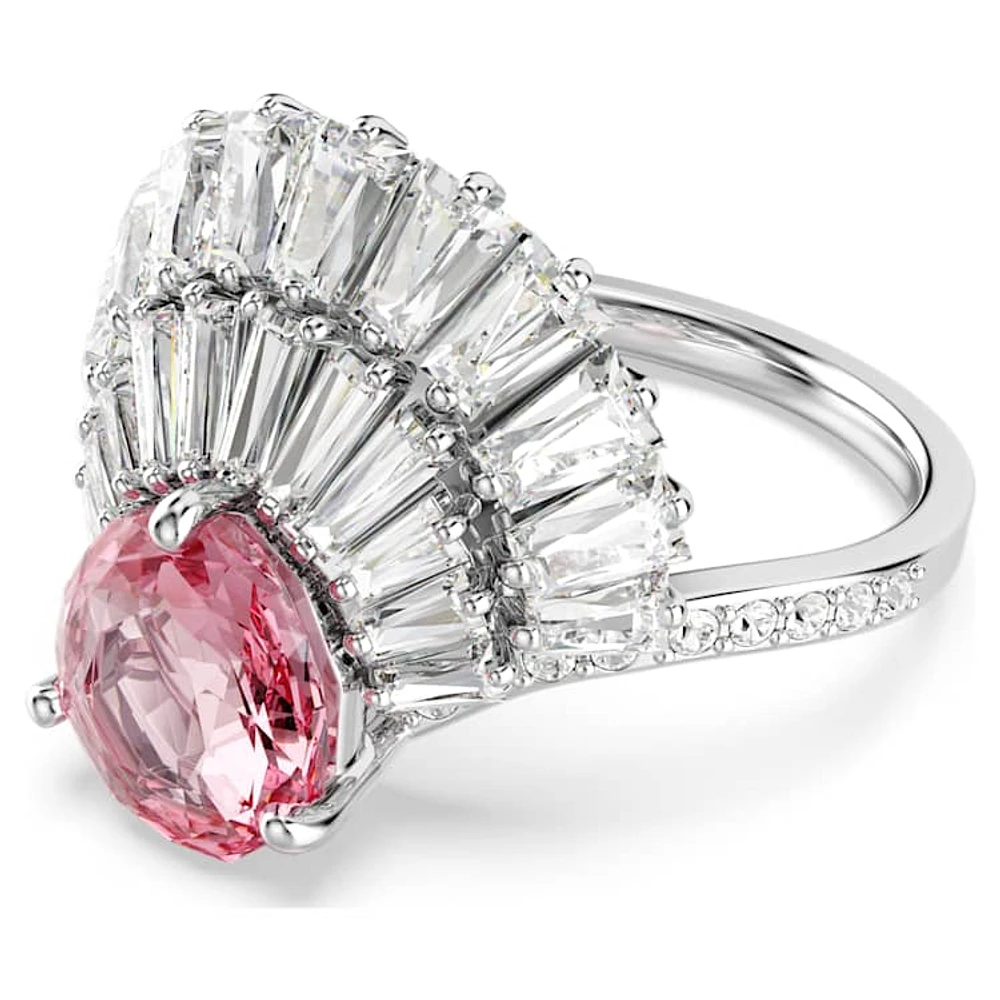 Idyllia cocktail ring, Mixed cuts, Shell, Pink, Rhodium plated by SWAROVSKI