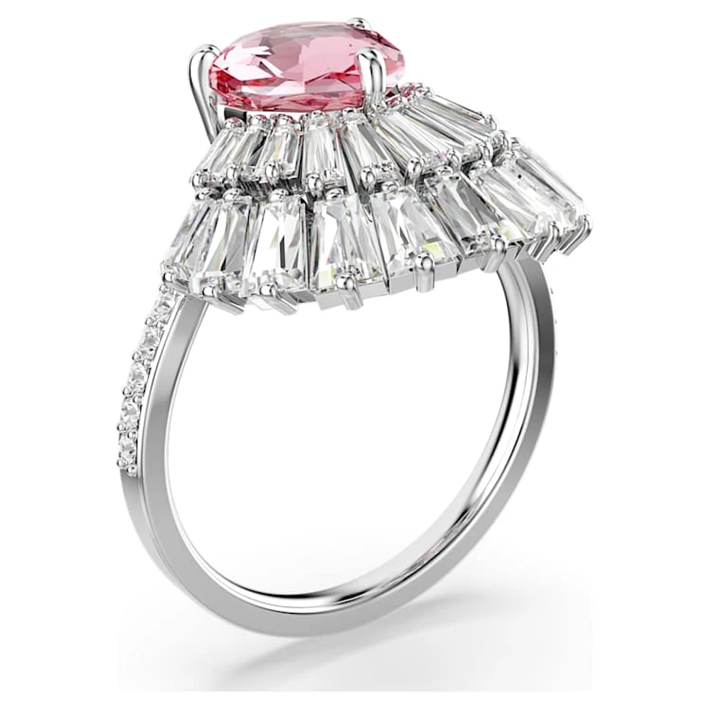 Idyllia cocktail ring, Mixed cuts, Shell, Pink, Rhodium plated by SWAROVSKI