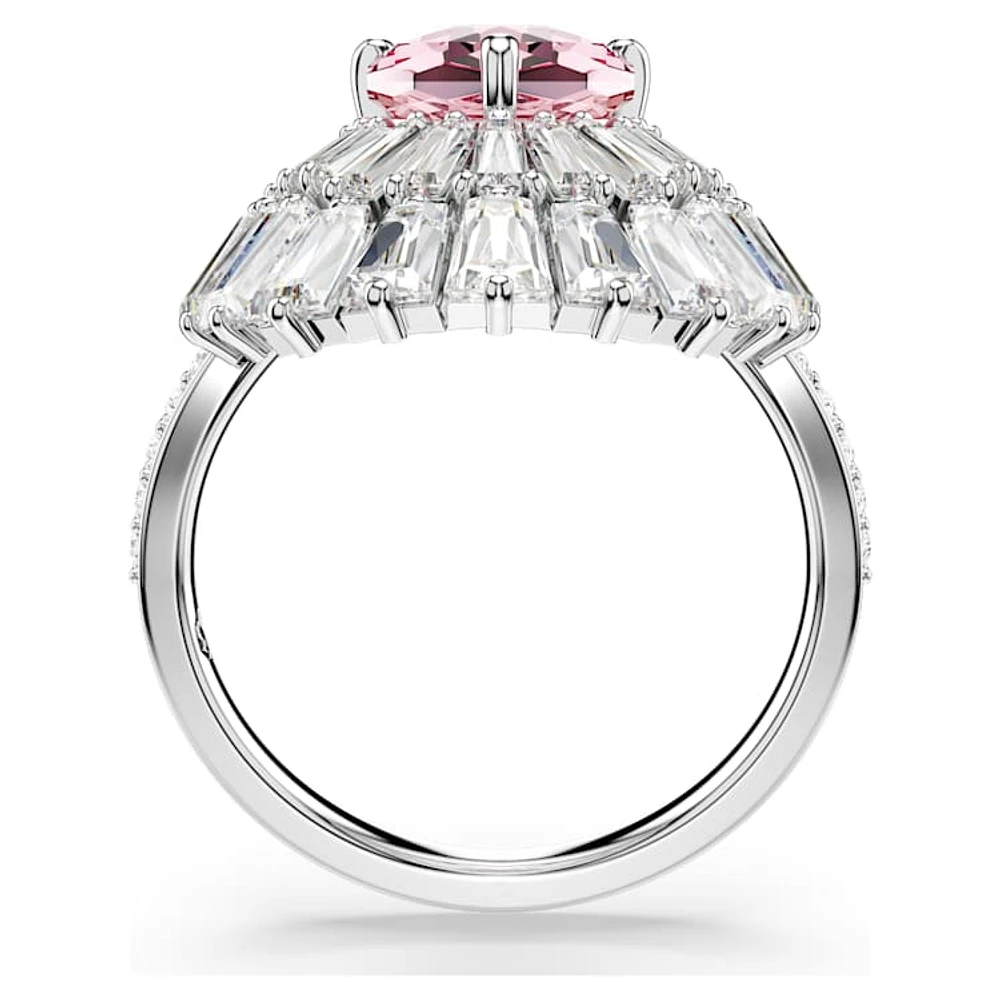 Idyllia cocktail ring, Mixed cuts, Shell, Pink, Rhodium plated by SWAROVSKI