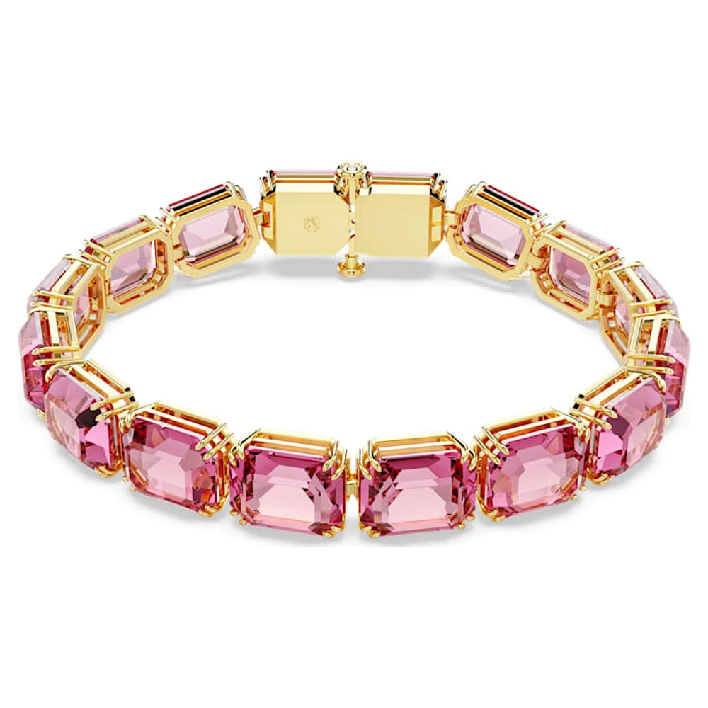 Millenia Tennis bracelet, Octagon cut, Pink, Gold-tone plated by SWAROVSKI