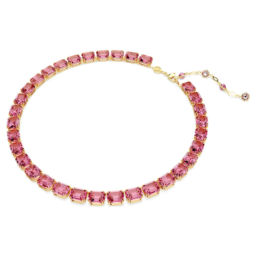 Millenia Tennis necklace, Octagon cut, Pink, Gold-tone plated by SWAROVSKI