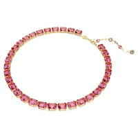 Millenia Tennis necklace, Octagon cut, Pink, Gold-tone plated by SWAROVSKI