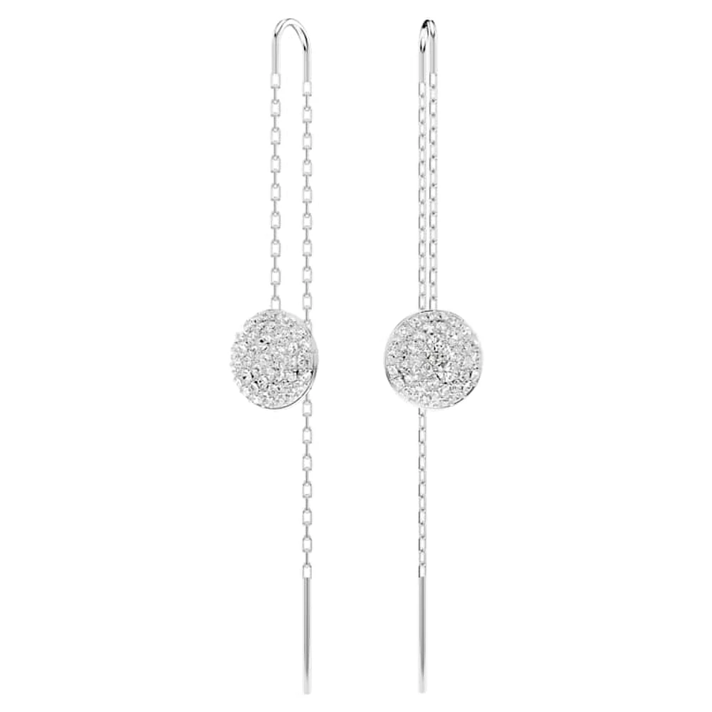 Sublima drop earrings, White, Rhodium plated by SWAROVSKI